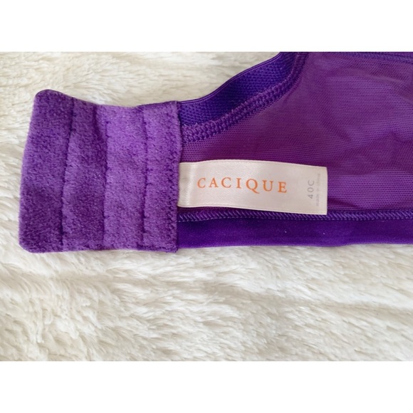 Cacique Ruched Purple & Black Lace Bra – Flattering & Supporting Plunge – 40C - Picture 7 of 8